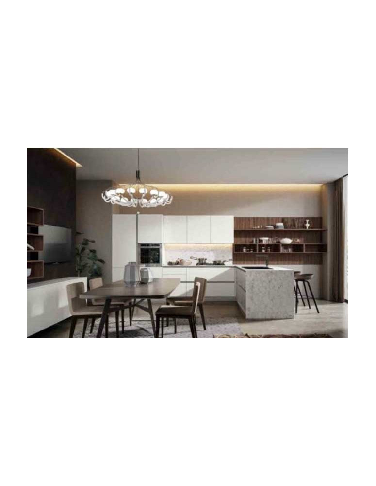 CUCINA CON PENISOLA LAVELLO ANGOLARE FINITURE:CAMELLA E BIONDO