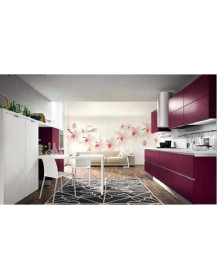 CUCINA CON MANIGLIE A SCOMPARSA MELANZANA E VETRO GLASS CALC