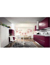 CUCINA CON MANIGLIE A SCOMPARSA MELANZANA E VETRO GLASS CALC