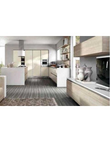 CUCINA CON MANIGLIE A SCOMPARSA LARIX E BURRO