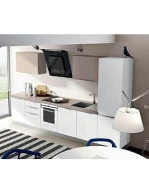 CUCINA LINEARE ANTE FRASSINO BIANCO E VISONE