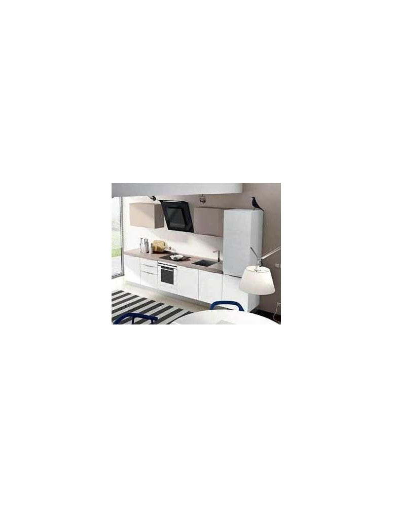 CUCINA LINEARE ANTE FRASSINO BIANCO E VISONE