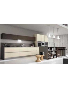 CUCINA CON MANIGLIE A SCOMPARSA MARRONE E BURRO