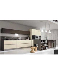 CUCINA CON MANIGLIE A SCOMPARSA MARRONE E BURRO