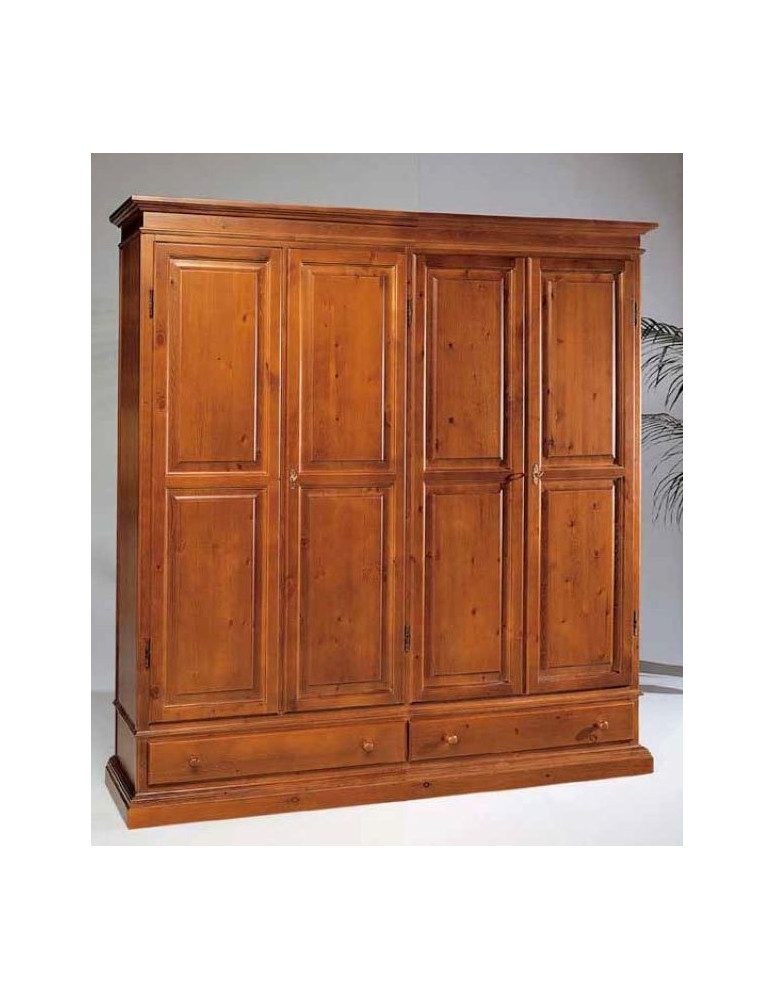 ARMADIO IN LEGNO PINO 4  ANTE  2 CASSETTI