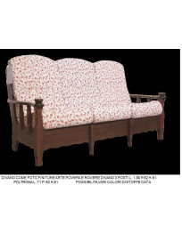 DIVANO 3 POSTI CON BRACCIOLI IN LEGNO