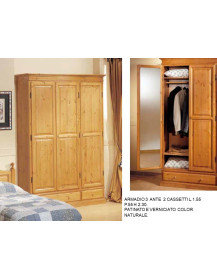 ARMADIO 3  ANTE  2 CASSETTI IN LEGNO DI PINO