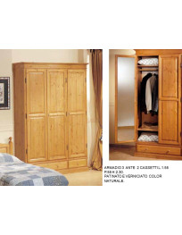 ARMADIO 3  ANTE  2 CASSETTI IN LEGNO DI PINO