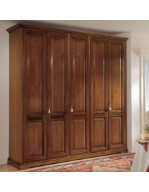 ARMADIO 5  MASSICCIO ANTE BUGNATO CON RIGHE VERNICIATO A CERA