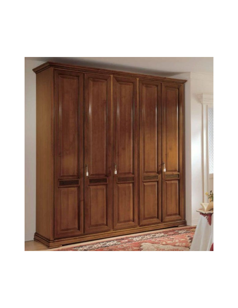 ARMADIO 5  MASSICCIO ANTE BUGNATO CON RIGHE VERNICIATO A CERA