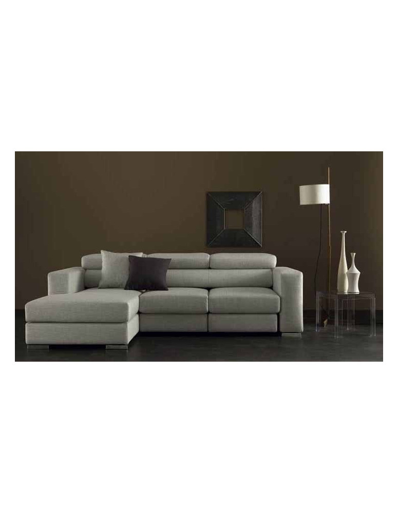 DIVANO 2 POSTI CON PENISOLA LATERALE FISSO CON SEDUTE SCORREVOLI