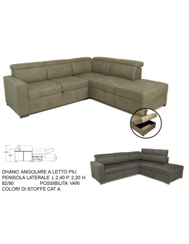 DIVANO 3 POSTI ANGOLARE LETTO PIU POUFFE