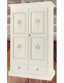 ARMADIO DUE PORTE E DUE CASSETTI LACCATO E DECORATO