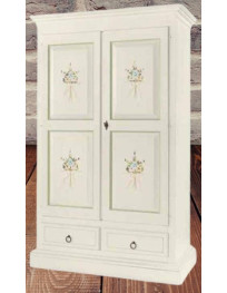 ARMADIO DUE PORTE E DUE CASSETTI LACCATO E DECORATO