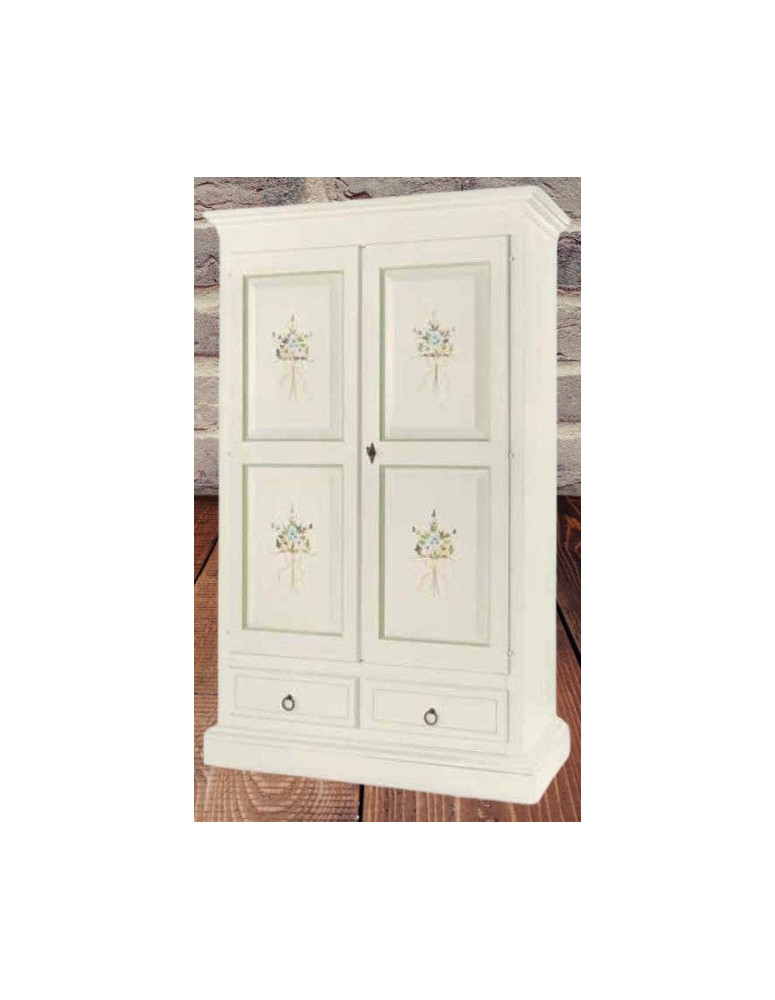 ARMADIO DUE PORTE E DUE CASSETTI LACCATO E DECORATO