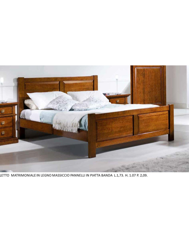 LETTO  MATRIMONIALE IN LEGNO MASSICCIO PANNELLI IN PIATTA BANDA
