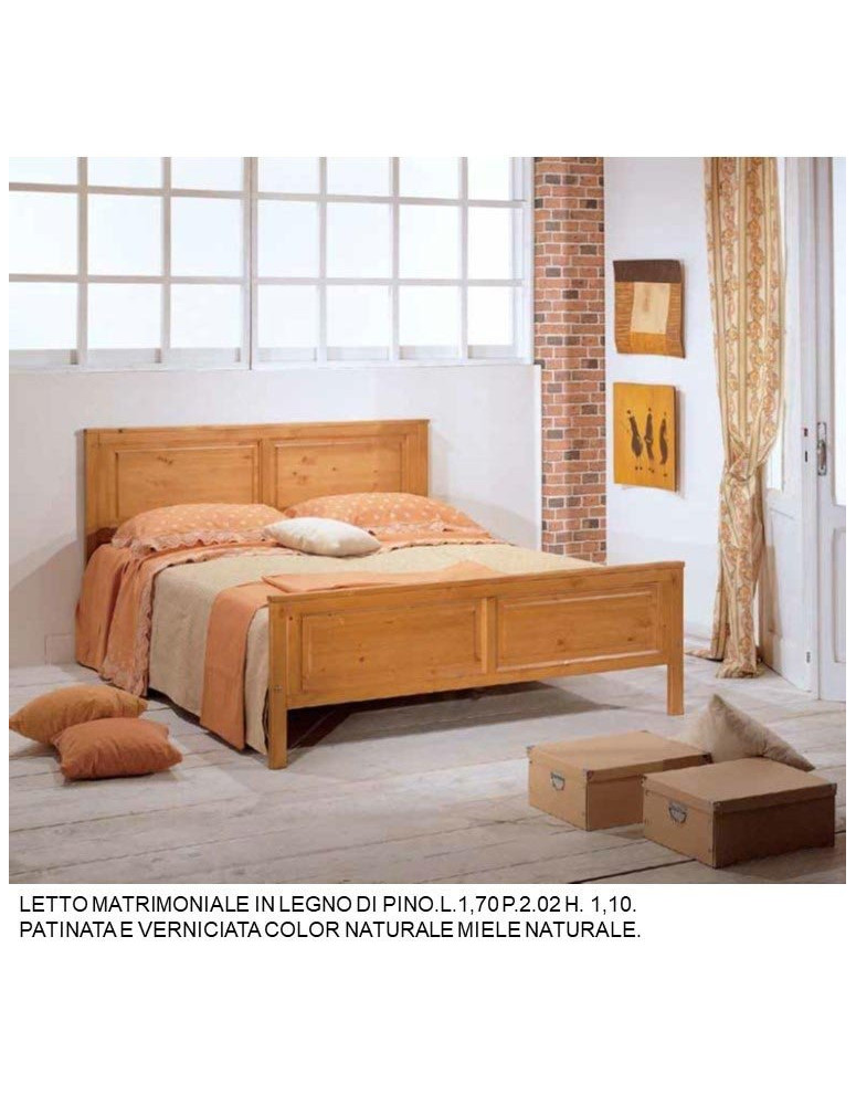 LETTO MATRIMONIALE IN LEGNO DI PINO