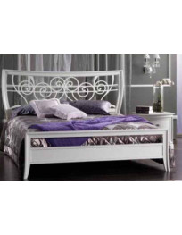 LETTO MATRIMONIALE CON  TESTIERA TRAFORATA COMODINO 2 CASSETTI