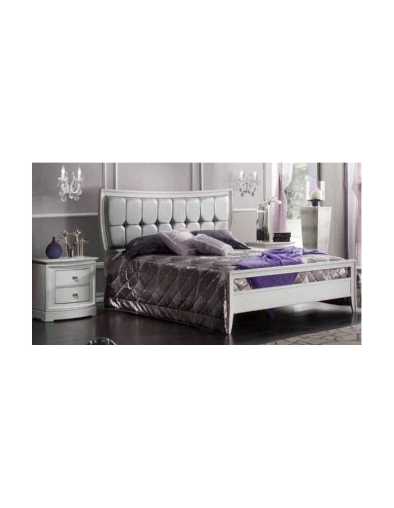 LETTO MATRIMONIALE CON TESTATA IMBOTTITA E COMODINO 2 CASSETTI
