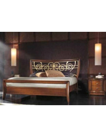 LETTO MATRIMONIALE INTAGLIATO CON GRIGLIA FOGLIA ORO O ARGENTO E COMODINO 2 CASSETTI