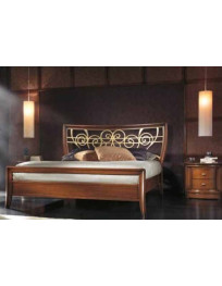 LETTO MATRIMONIALE INTAGLIATO CON GRIGLIA FOGLIA ORO O ARGENTO E COMODINO 2 CASSETTI