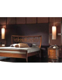 LETTO MATRIMONIALE INTAGLIATO E COMODINO 2 CASSETTI