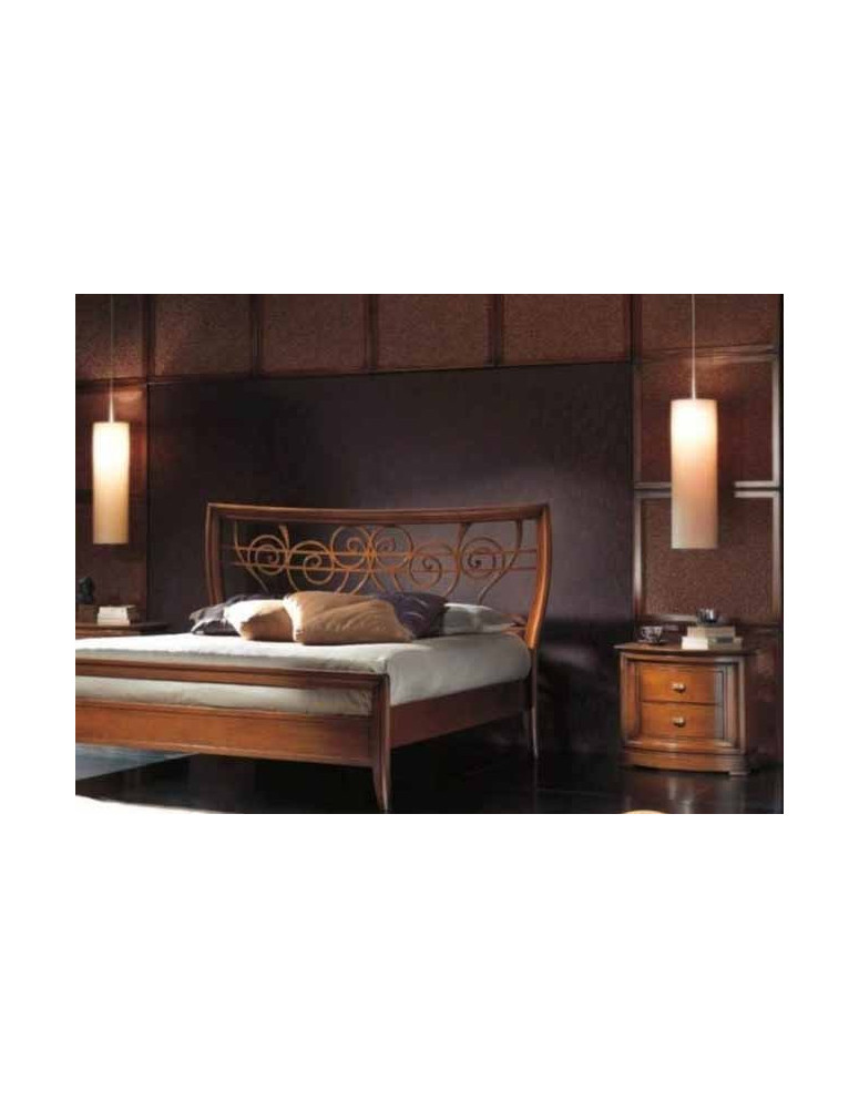 LETTO MATRIMONIALE INTAGLIATO E COMODINO 2 CASSETTI