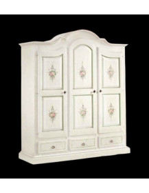 ARMADIO 3 PORTE E TRE CASSETTI LACCATO E DECORATO