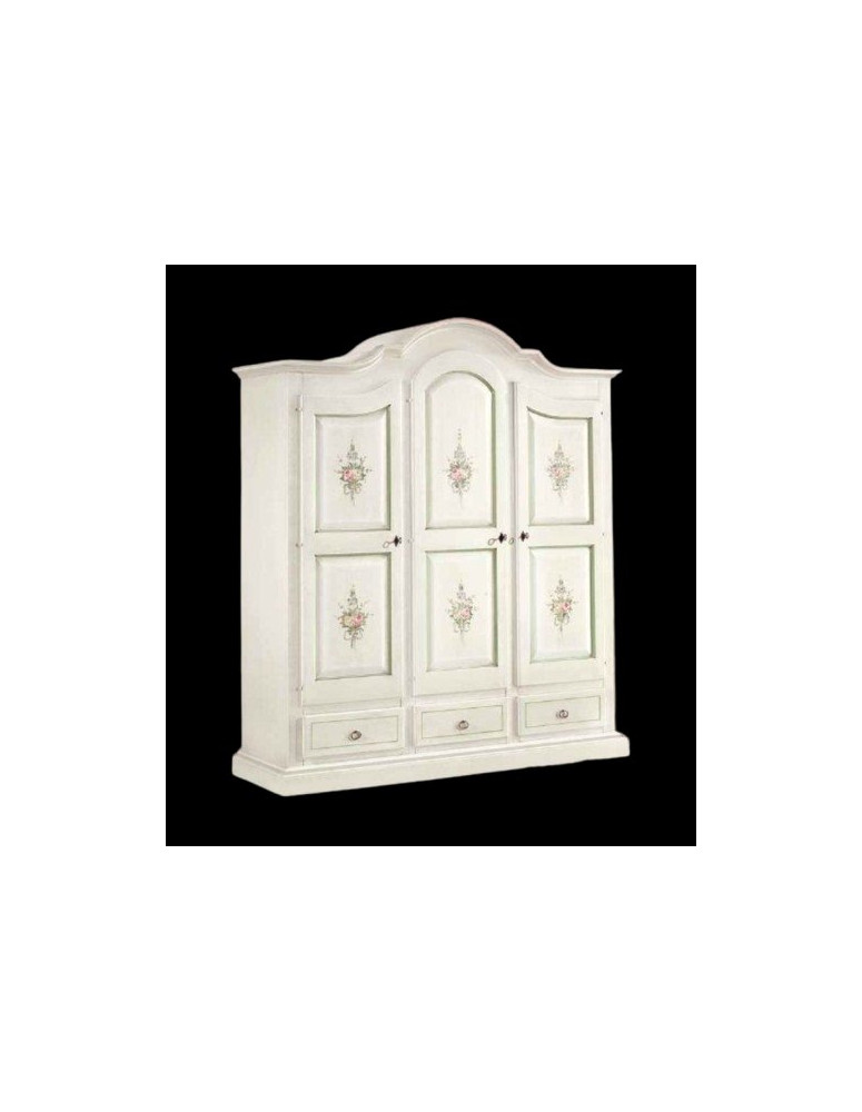 ARMADIO 3 PORTE E TRE CASSETTI LACCATO E DECORATO