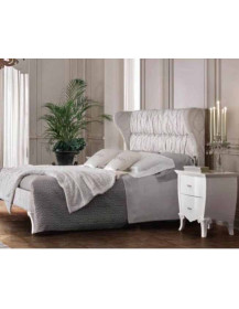 LETTO CON TESTILE E LATERALI IMBOTTITI E COMODINO 3 CASSETTI SAGOMATO