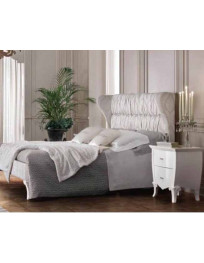 LETTO CON TESTILE E LATERALI IMBOTTITI E COMODINO 3 CASSETTI SAGOMATO