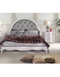 LETTO INTAGLIATO A MANO CON TESTILE A SEMI CERCHIO  IMBOTTITO