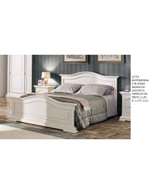 LETTO  MATRIMONIALE IN LEGNO MASSICCIO LACCATO A CAPPELLO DA PRETE