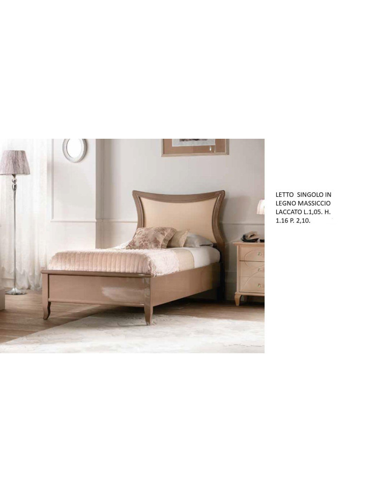 LETTO  SINGOLO IN LEGNO MASSICCIO LACCATO