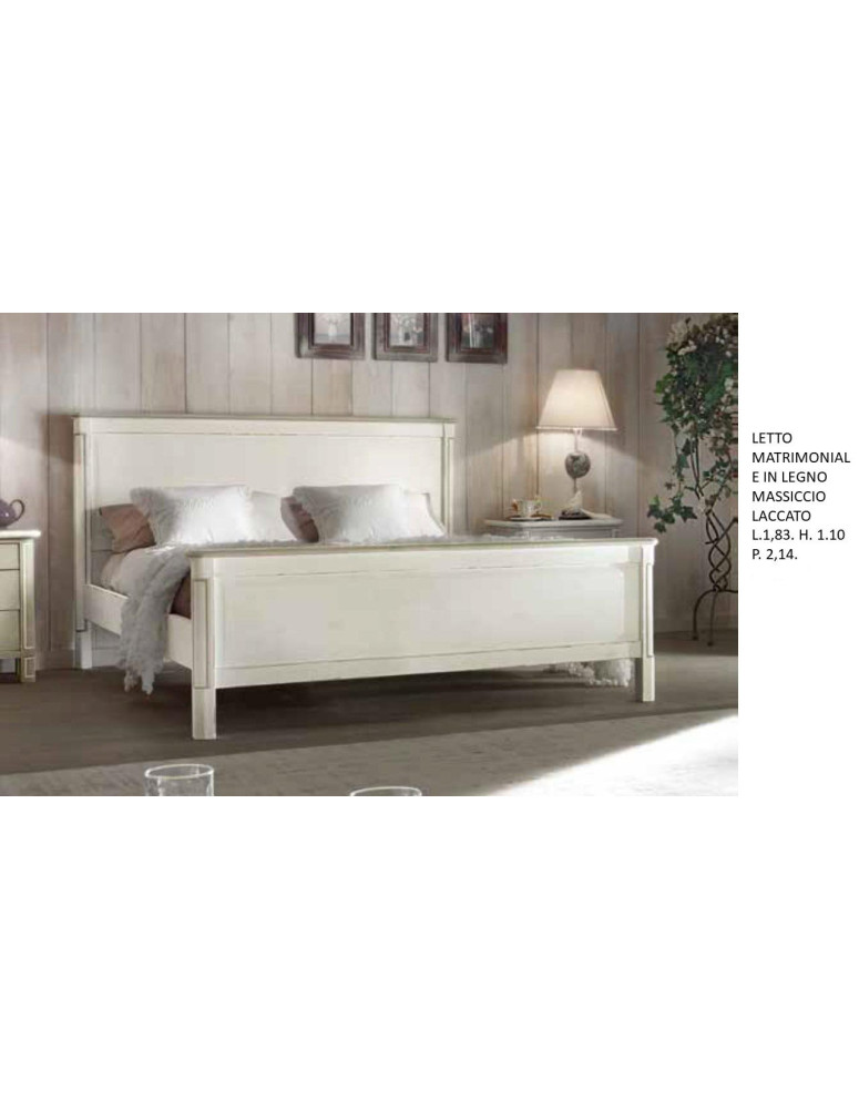LETTO  MATRIMONIALE IN LEGNO MASSICCIO LACCATO