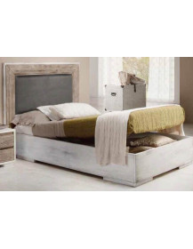 LETTO LACCATO E PATINATO CON PANNELLO STOFFA