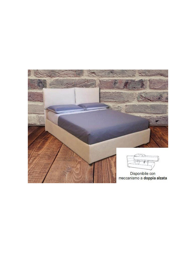 LETTO MATRIMONIALE CON RETE A DOGHE E CONTENITORE