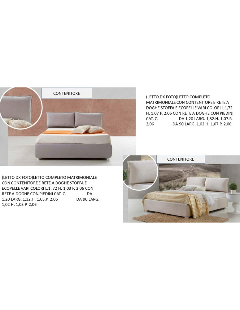 LETTI IN STOFFA CON CONTERNITORE E RETE A DOGHE