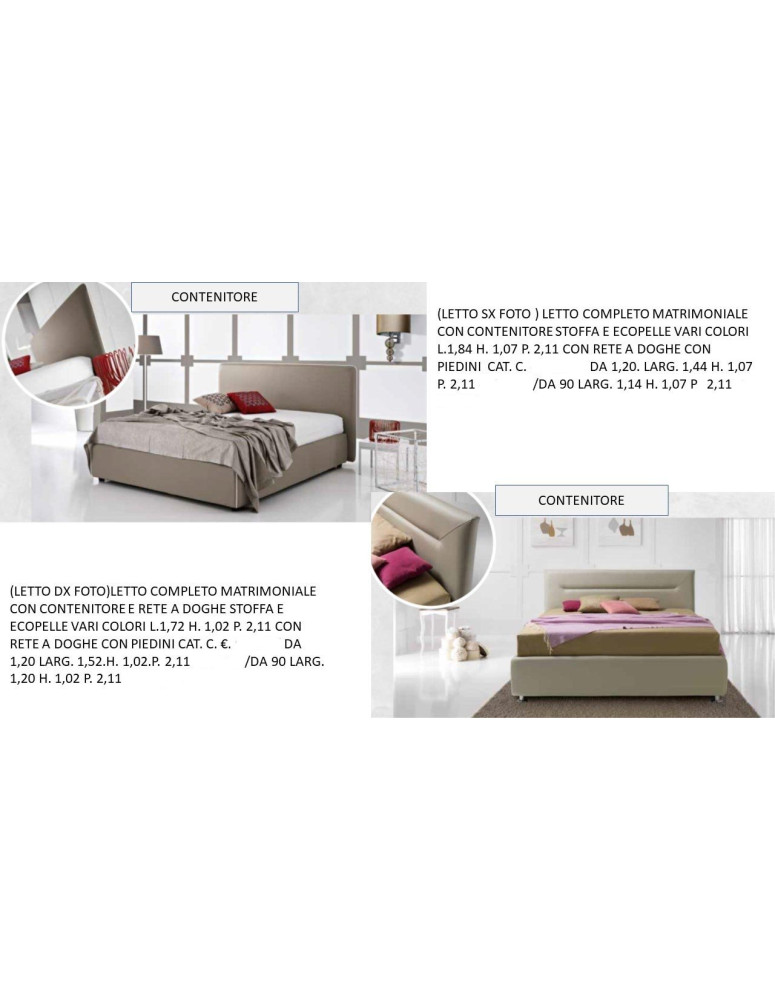LETTI IMBOTTITI E CON RETE A DOGHE PIU CONTENITORE