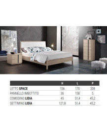 CAMERA COMPOSTA LETTO IMBOTTITO COMODINI,SETTIMINO