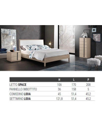 CAMERA COMPOSTA LETTO IMBOTTITO COMODINI,SETTIMINO