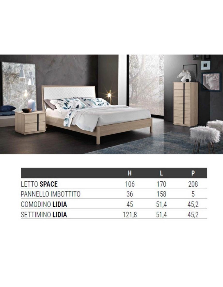 CAMERA COMPOSTA LETTO IMBOTTITO COMODINI,SETTIMINO