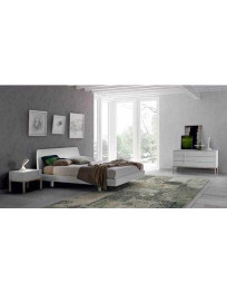 LETTO LINEARE, COMO’ E COMODINI FRASSINO BIANCO