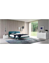 LETTO IMBOTTITO RIVESTITO CON TESSUTO, COMO’ E COMODINI