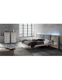 LETTO, COMODINI INSERITI SULLA TESTATA DEL LETTO E SETTIMINI