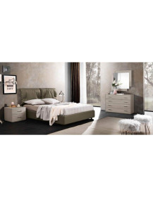LETTO IMBOTTITO CON CONTENITORE COMODINI SPECCHIERA