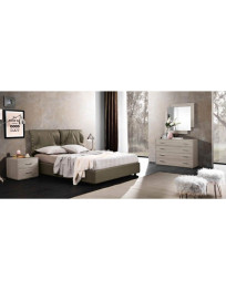 LETTO IMBOTTITO CON CONTENITORE COMODINI SPECCHIERA