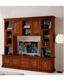 LIBRERIA MASSELLO 8 PORTE PIU 3 CASSETTI CON VANO TV