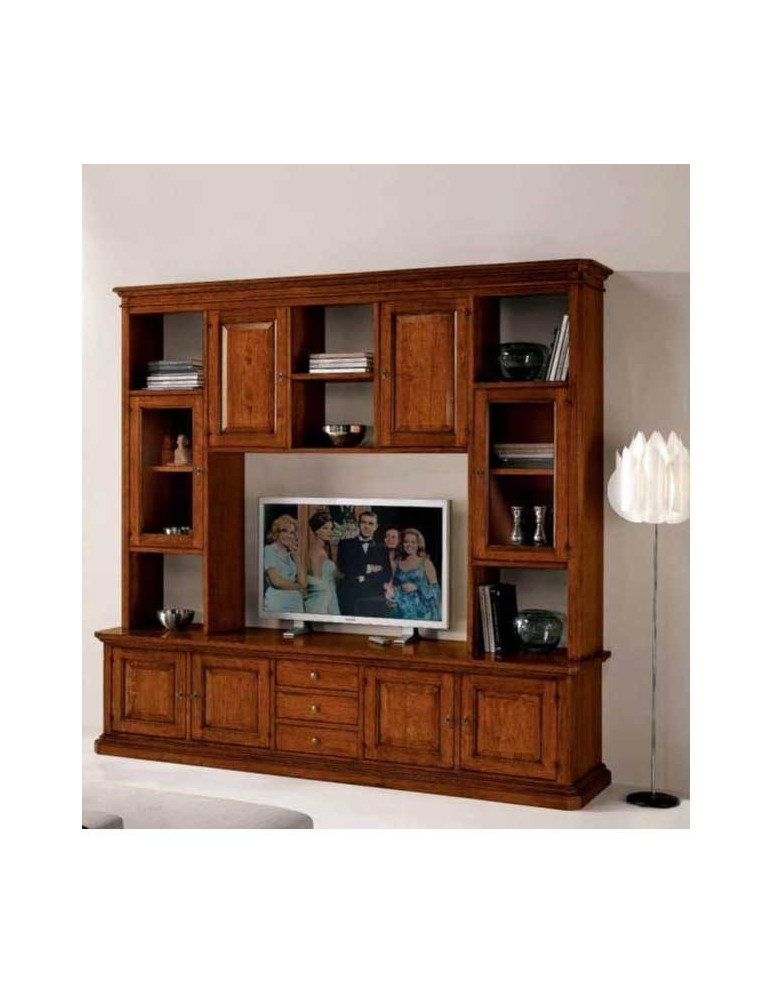 LIBRERIA MASSELLO 8 PORTE PIU 3 CASSETTI CON VANO TV