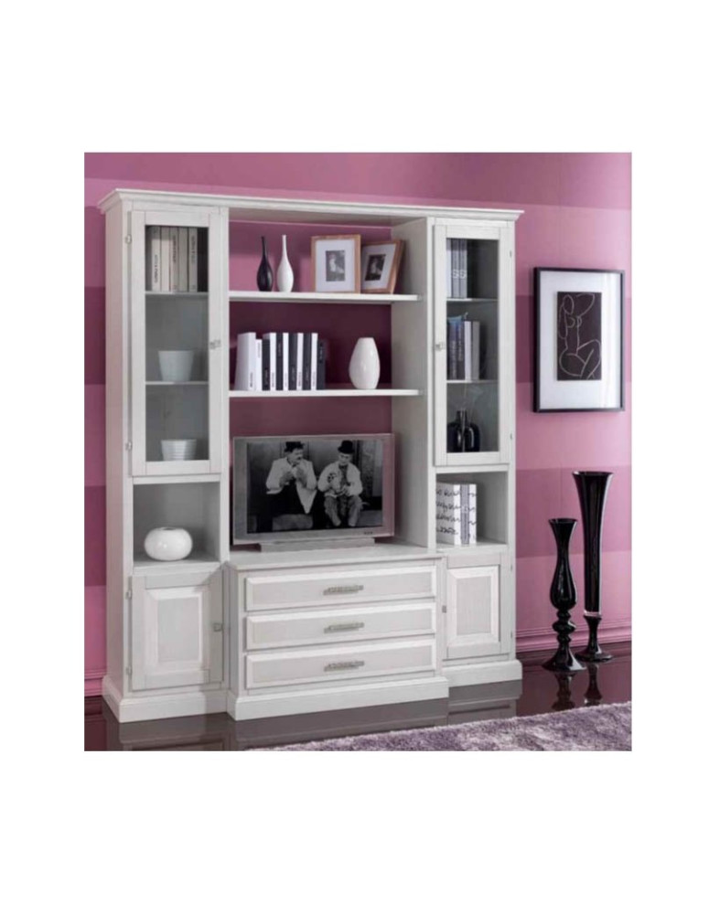 LIBRERIA 4 PORTE E 3 CASSETTI LACCATA